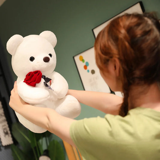 Cute Rose Bear Plush Toy – Perfect Valentine's and Birthday Gift