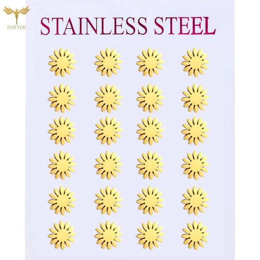 Sun Flower Stud Earrings – Kawaii Stainless Steel Jewelry for Women