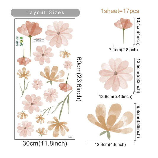 Boho Flowers Wall Stickers – Eco-friendly Removable Decals