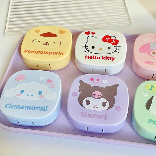 Kawaii Sanrio Contact Lenses Box – Hello Kitty, Kuromi Travel Case