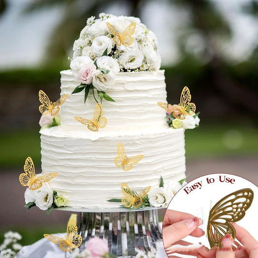 Elegant 3D Gold Butterfly Wall Decor – Parties and Home Decoration