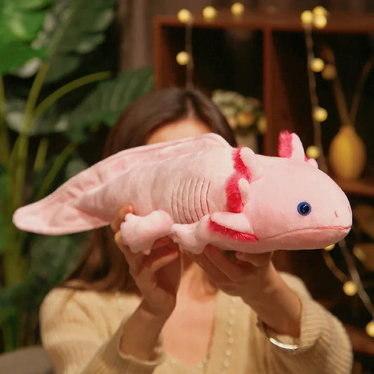 Kawaii Colorful Newt Plush Toy – Fuzzy Axolotl Salamander Pillow for Kids