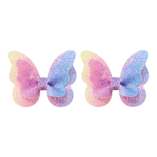 Girls Cute Sequins Double Butterfly Hair Clips