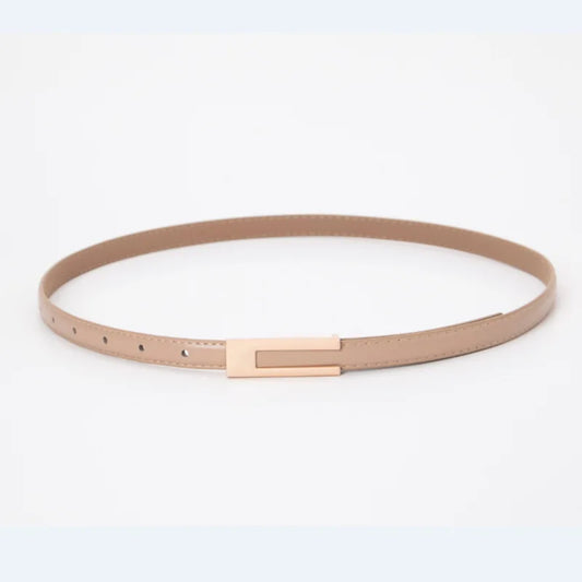 Women Korean Fashionable PU Leather Thin Waist Belt