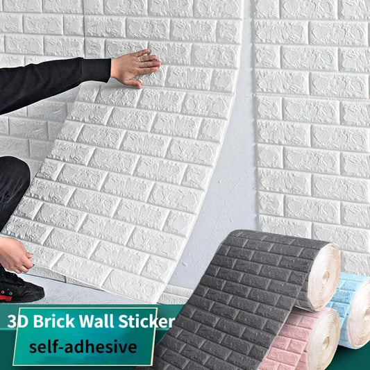 Transform Your Space with 3D Brick Pattern Self-Adhesive Wallpaper