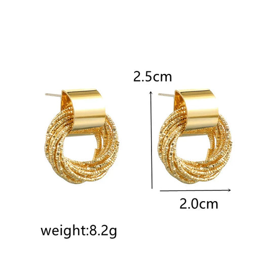 Retro Metal Gold Color Multiple Small Circle Stud Earrings&nbsp
