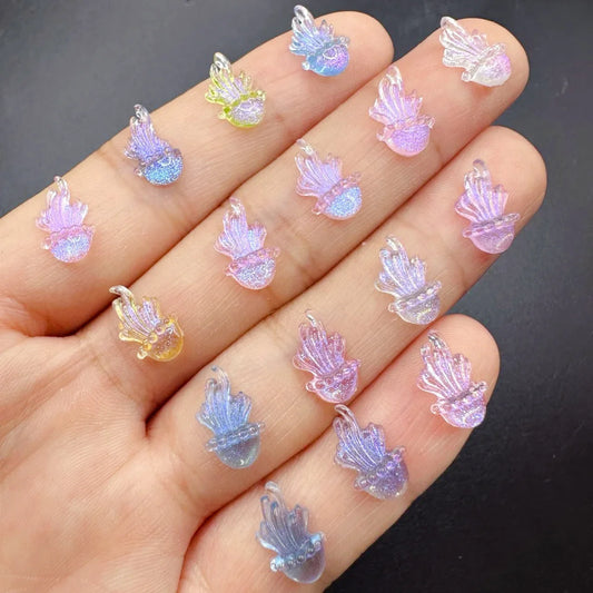 Ocean Series Resin Nail Art Charms – 3D Goldfish &amp; Shell Decorations