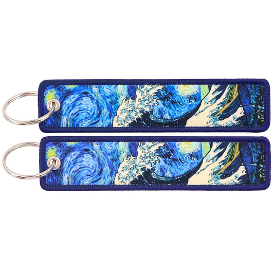 Van Gogh Embroidery Key Fobs – Artistic Keychain Accessories for Vehicles