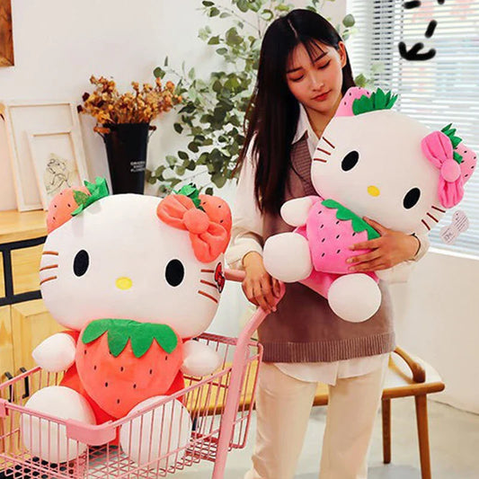 Kawaii Sanrio Hello Kitty Plush – Adorable Strawberry KT Cat Pillow Doll