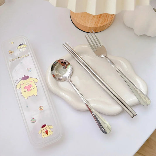 Sanrio Cutlery Set – My Melody & Kuromi Kawaii Dinnerware for Kids