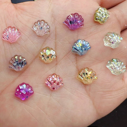 Ocean Series Resin Nail Art Charms – 3D Goldfish &amp; Shell Decorations