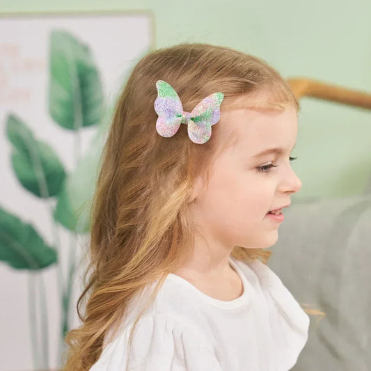 Girls Cute Sequins Double Butterfly Hair Clips