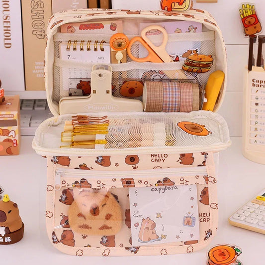 Capybara Multi-Layer Large Capacity Pencil Case