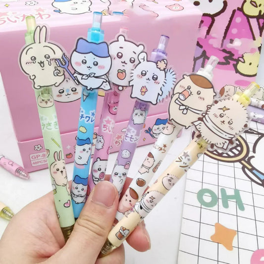 6Pcs/Set Kawaii Chiikawa Press Gel Pens – Cute Writing Tools