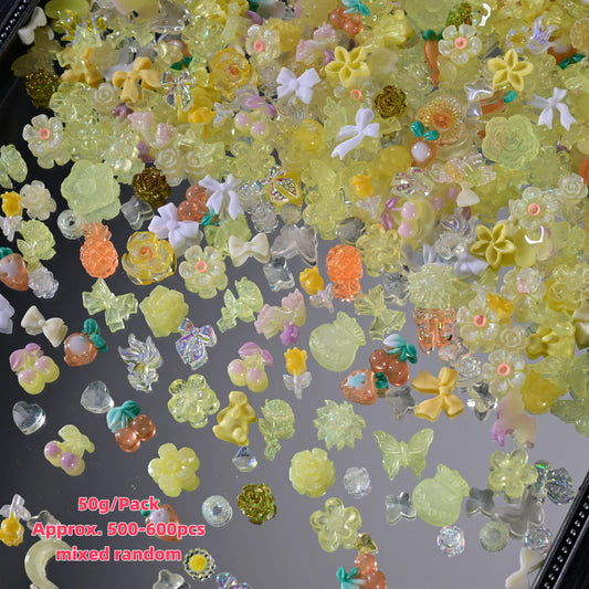 Vibrant Kawaii Nail Charms – 3D Bowknot Heart Flower Rhinestones