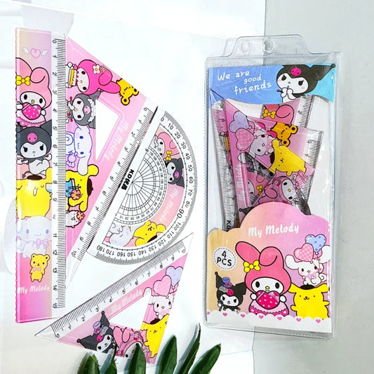 Kawaii My Melody &amp; Kuromi Student Ruler Set – School &amp; Art Projects