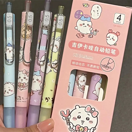 Chiikawa Mechanical Pencil Set – 4pcs Cute Cartoon Automatic Press Pencils