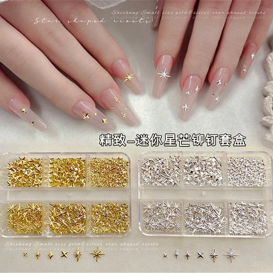 Punk Mini Gold Silver Star Snake Nail Art Accessories