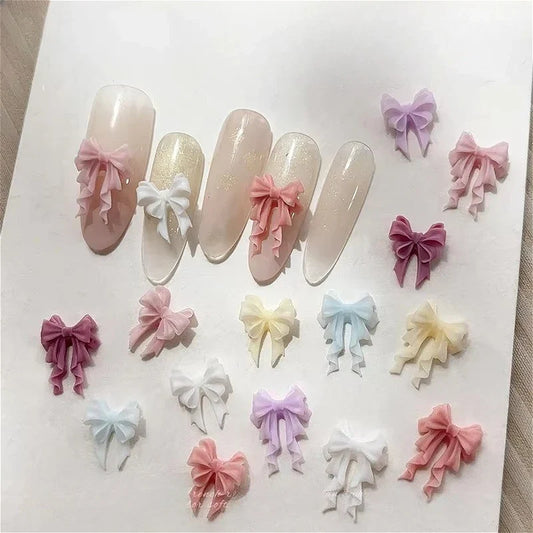 French Ribbons Resin Bowknot Charms for Nail Art Enthusiasts