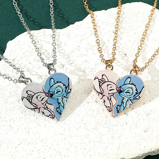 Disney Stitch Heart Necklace for Couples
