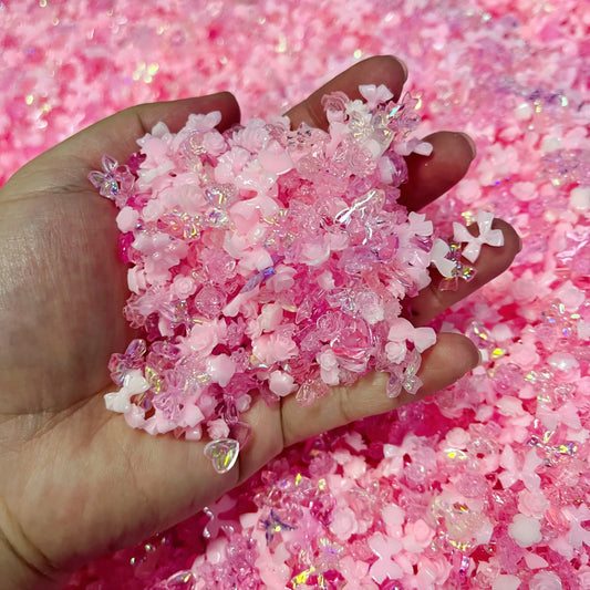 Pink Bowknot Heart Shaped Mixed Nail Decorations