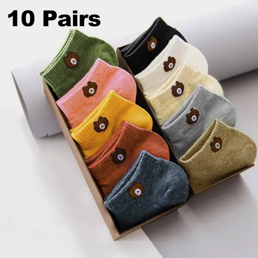 Cute Bear Pattern Low Tube Socks Set – Fashionable and Comfortable