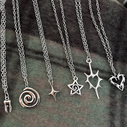 Y2K Flail Fire Heart Teeth Pendant Necklace – Fashion Jewelry