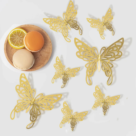 Elegant 3D Gold Butterfly Wall Decor – Parties and Home Decoration