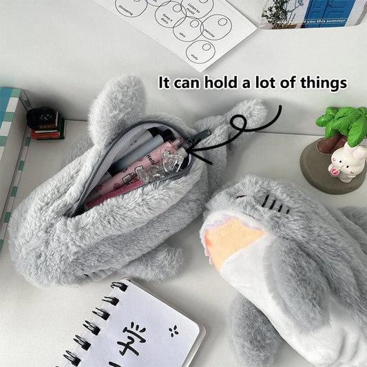 Large Capacity Plush Ocean Shark Pencil Case