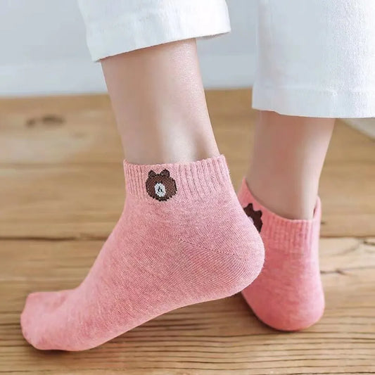 Cute Bear Pattern Low Tube Socks Set – Fashionable and Comfortable