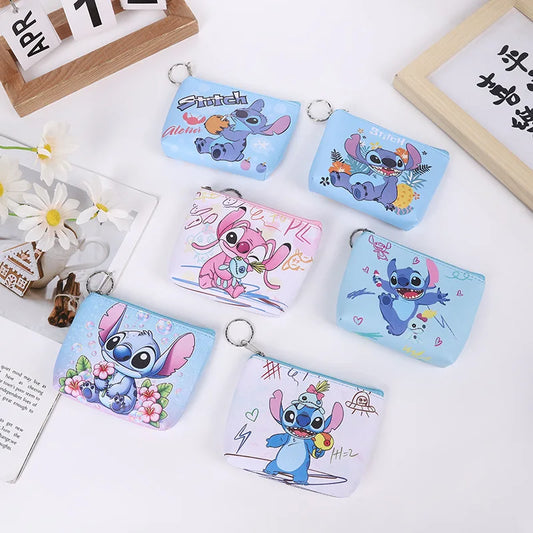 Disney Stitch Mini Coin Purse – Cute Anime PU Key Case for Kids