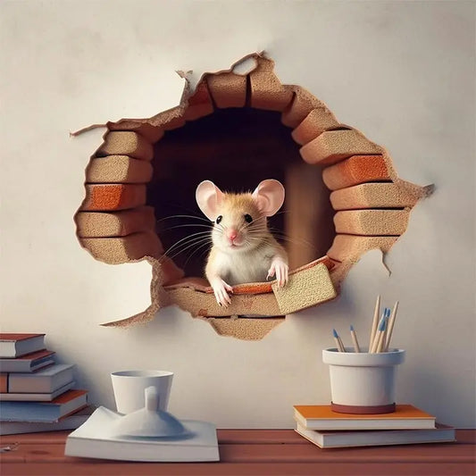 M735 Cute Mouse Hole Wall Sticker – Whimsical Decor for Any Room