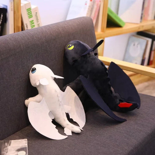 Giant Plushies Dragon Toys – White &amp; Black Dinosaur Plush