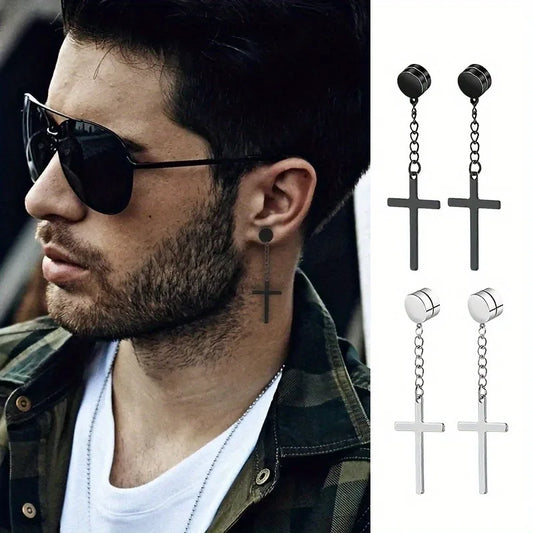 Fashionable Men's Zircon Leaf Magnet Earrings – No Piercing Needed