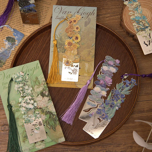 Aesthetic Floral Painting Metal Bookmark