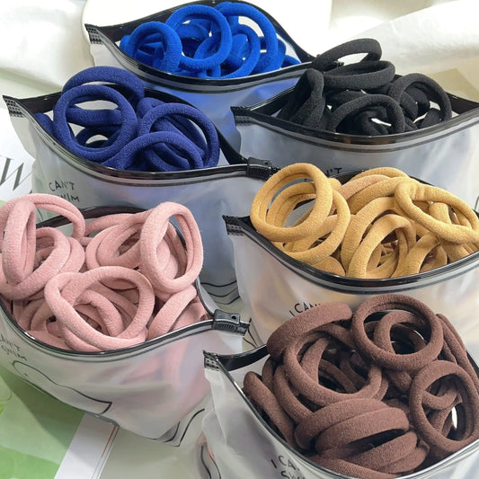 Girls Solid Color Elastic Hair Bands – Korean Style Accessories