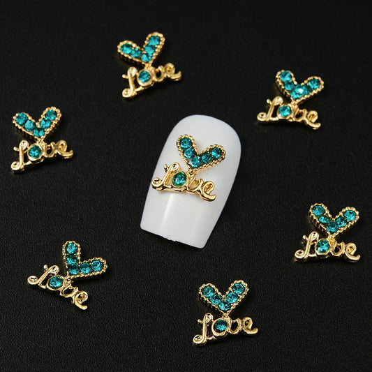 10Pcs Kawaii Cartoon Bear Rhinestone Nail Charms