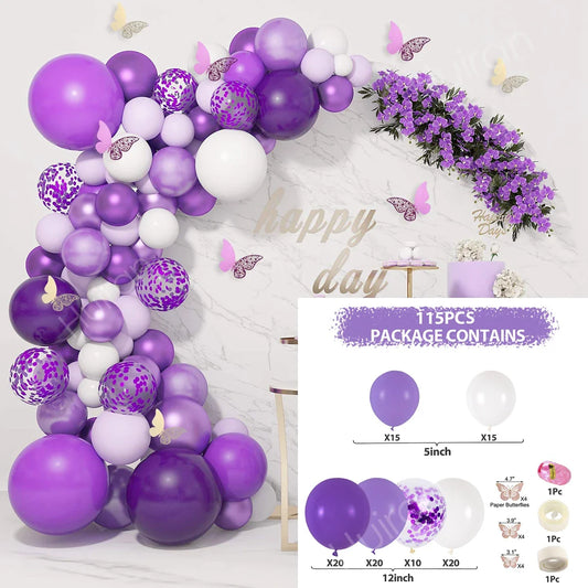Purple Butterfly Balloon Garland Arch Kit