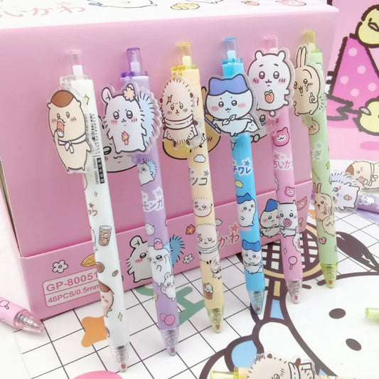 6Pcs/Set Kawaii Chiikawa Press Gel Pens – Cute Writing Tools