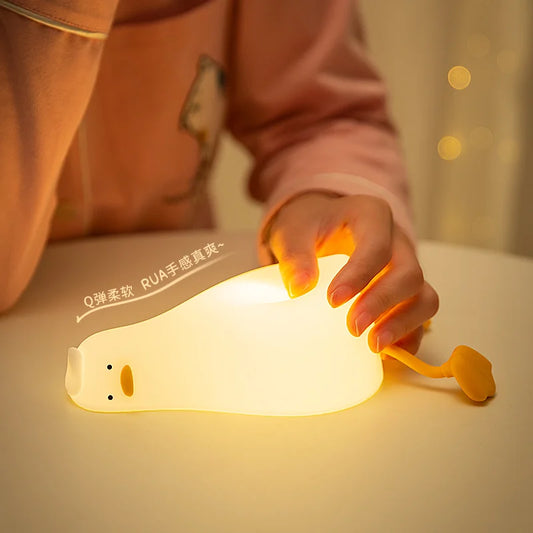 Cute Silicone Duck Lying Night Light