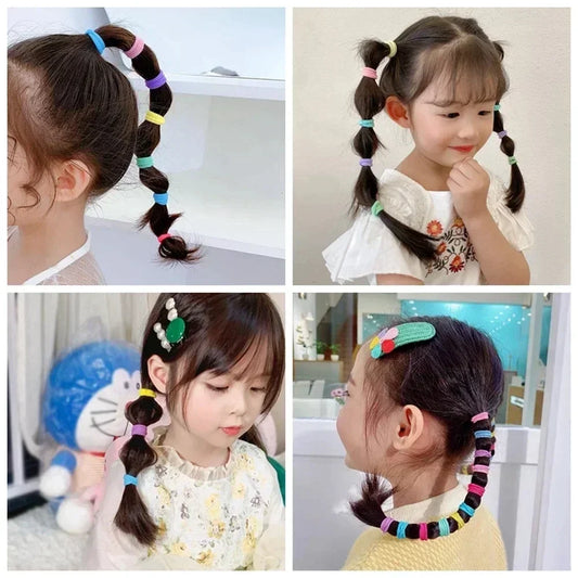 Colorful Nylon Elastic Hair Bands for Women & Girls – 100/200pcs Set