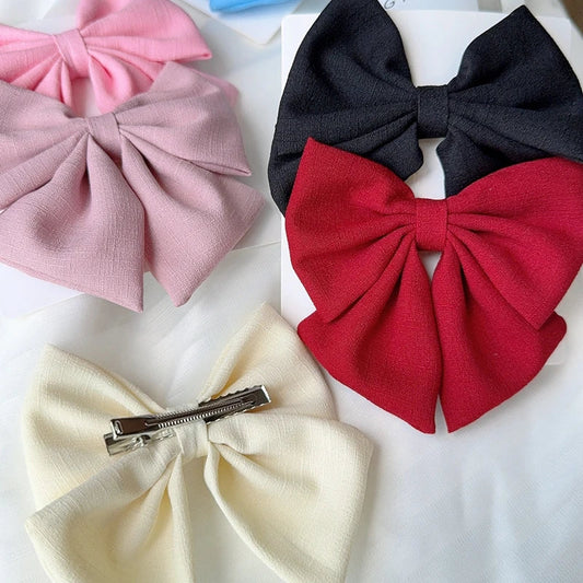 2PCS Solid Color Grosgrain Ribbon Hair Bows for Girls