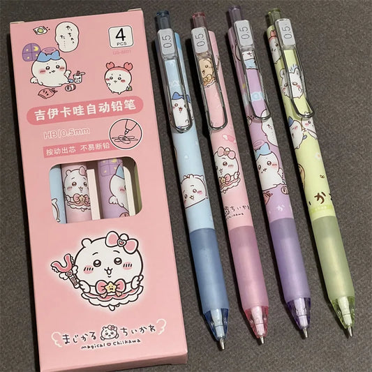 Chiikawa Mechanical Pencil Set – 4pcs Cute Cartoon Automatic Press Pencils