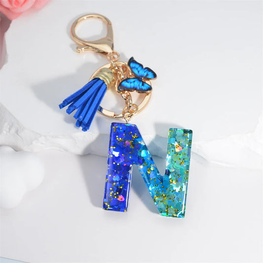 Crystal Butterfly &amp; Alphabet Tassel Keychains