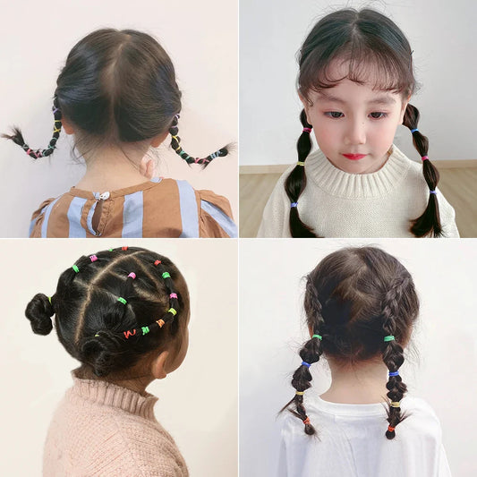 Girls' Colorful Disposable Rubber Band Hair Ties – Perfect for Kids