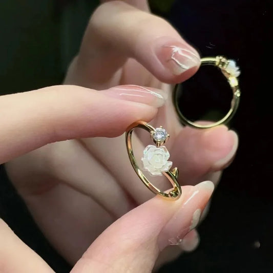 Luxury Zircon Flower Opening Rings