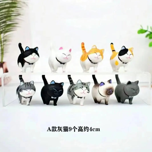 Adorable 9pcs Kawaii Cat Figurines – Perfect for Home Decor
