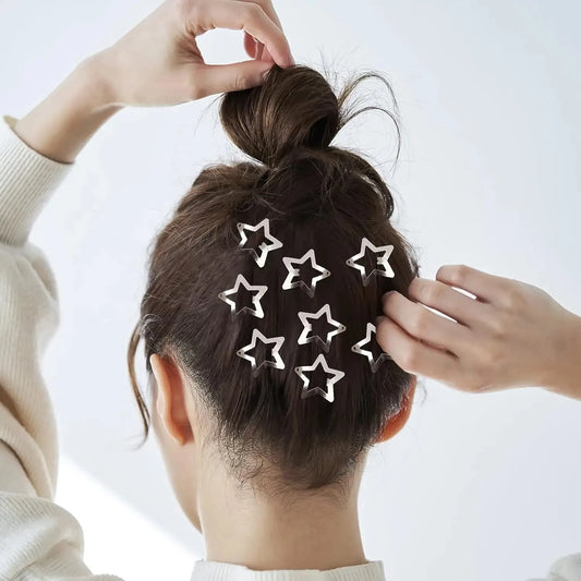 Y2K Silver Star Hair Clips – Stylish Hairpins for Trendsetters