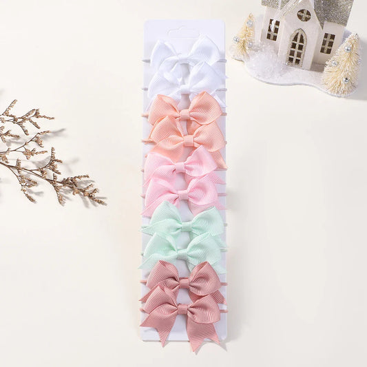 10Pcs Elastic Hair Ties with Ribbon Bows – Baby & Kids Gift Accessories