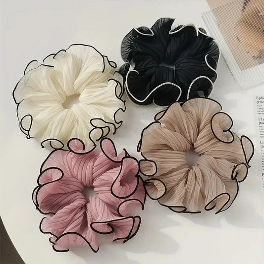 Elegant Korean Retro Oversized Chiffon Scrunchies for a Chic Look